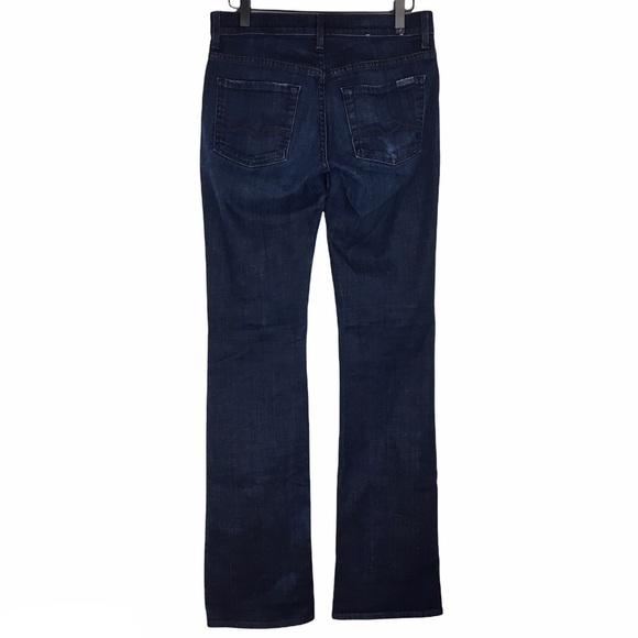 7 FOR ALL MANKIND Jeans Mid Rise Bootcut Dark Wash Stretch Denim Long Size 28 - Picture 4 of 12